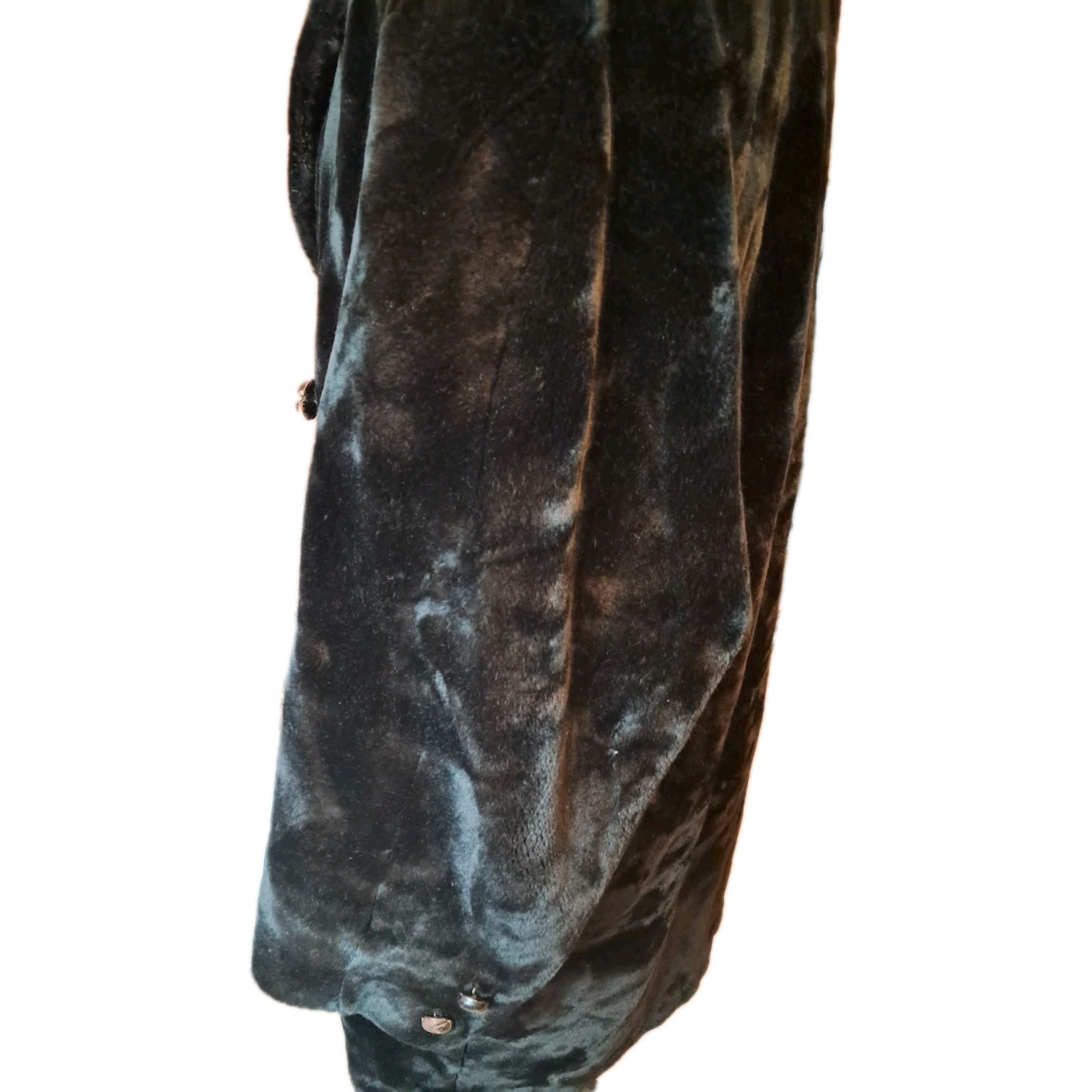 Rare Find Vintage 1960s-80s Glensea GLENOIT Black Faux Fur Mob Glam Swing Coat *