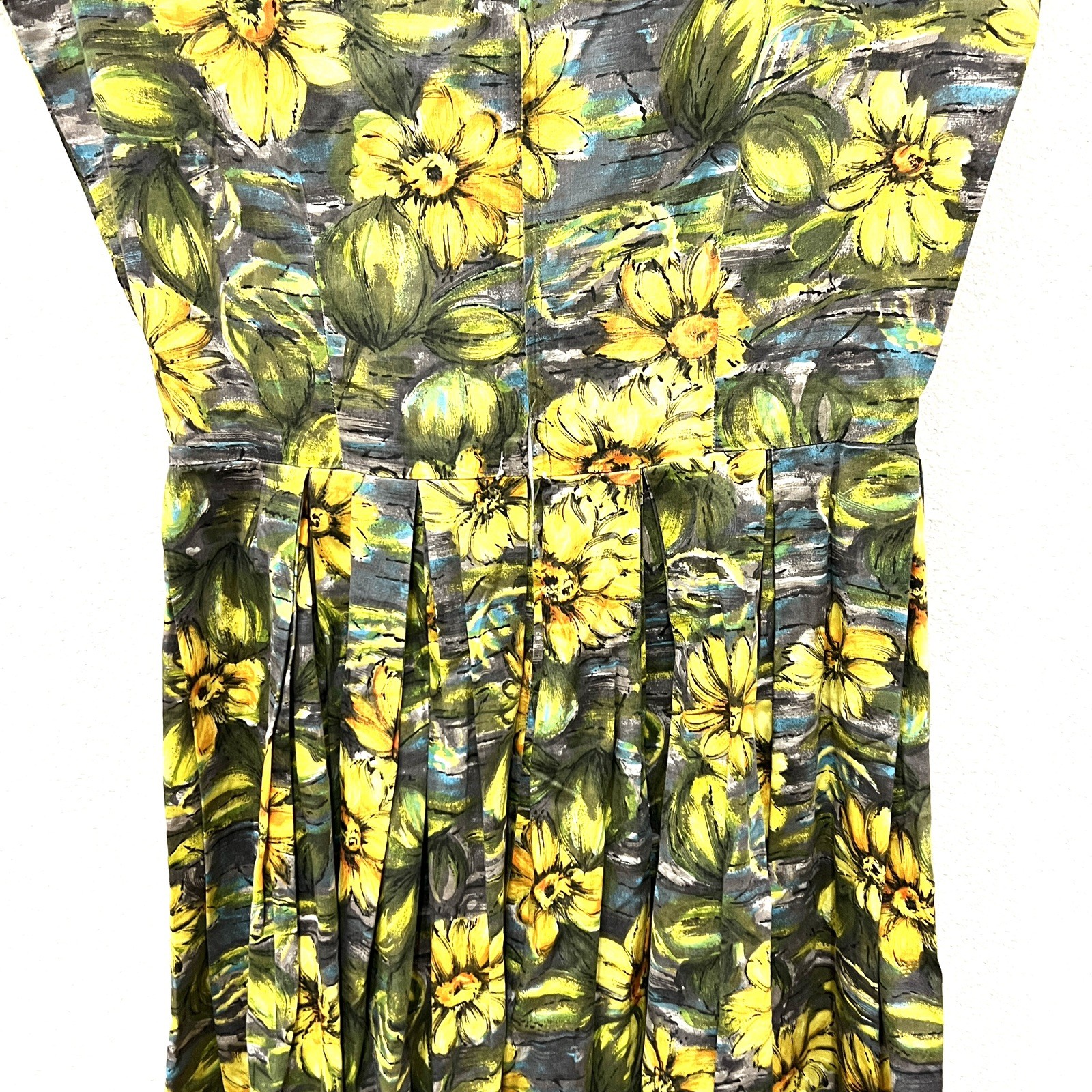 Vintage Handmade Hawaiian Floral Sundress Retro 50s-60s Rockabilly Tiki Pinup S