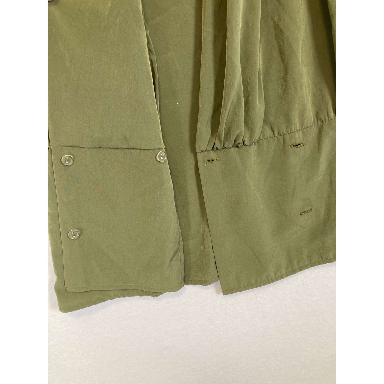 Howard Wolf Blouse Womens 12 Olive Green Vintage Wrap V-Neck Long Sleeve USA
