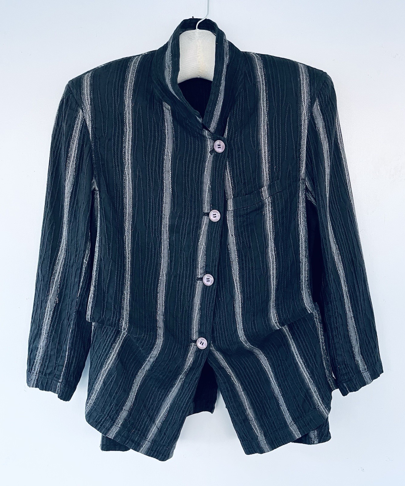 Issey Miyake Vintage 1980s Striped Cotton Art To Wear Jacket