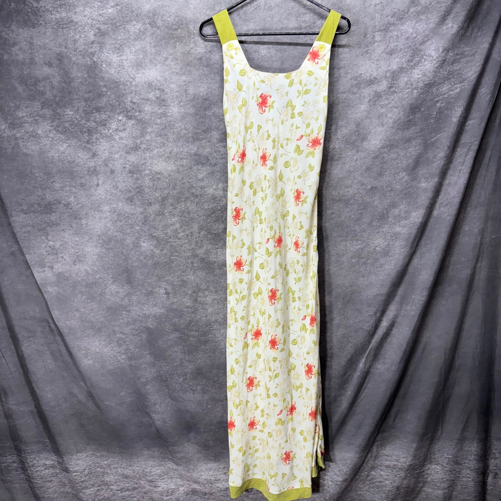 VTG Desert West Sherry Holt Floral Maxi Slip Dress S Cream Green Fairy Country