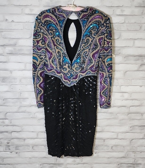 Vintage Naeem Khan Riazee Nights Beaded Sequin Silk Dress