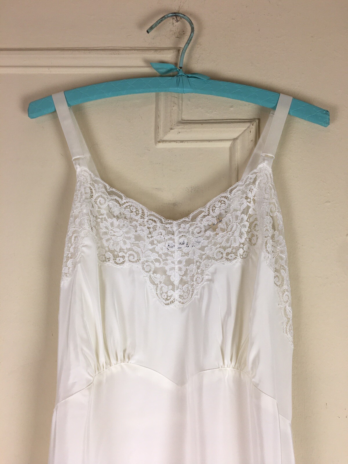 Vintage CORETTE White Slip Lace Trim Size 38 Unworn with Tag Lingerie