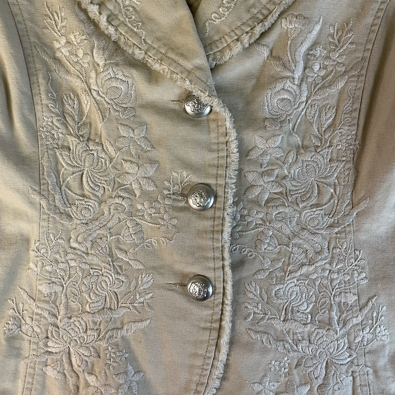 Vintage Y2k Miss Me Pink Embroidered Western Boho Blazer Jacket Size Small