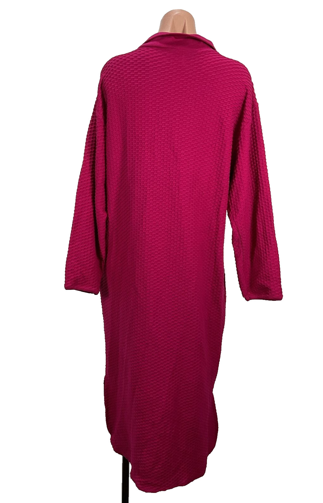 Vintage Go Softly Robe Womens Small Pink 80s Textured Housecoat Muumuu Kaftan
