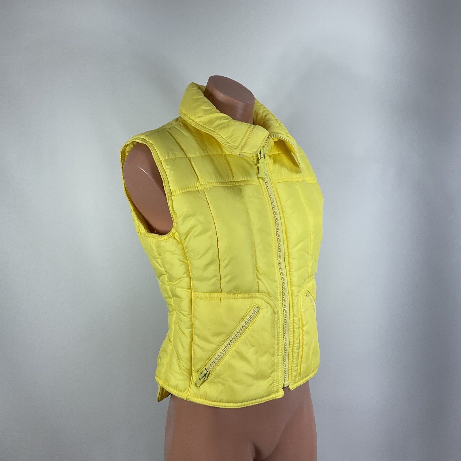Vintage 70s Number 1 Sun Yellow Puffer Ski Snow Vest Womens M Hong Kong