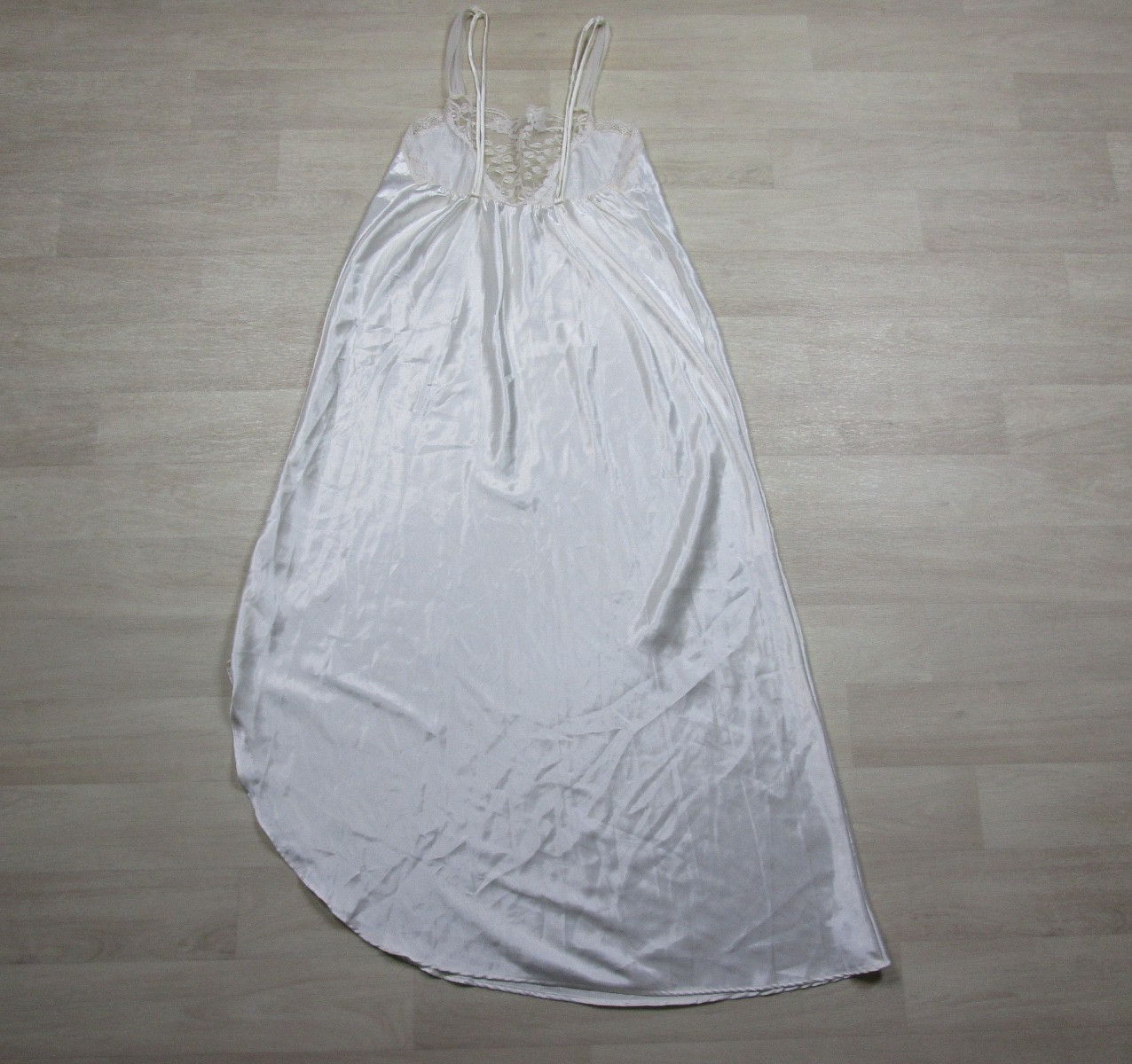 Vintage 80s Appel Liquid Satin Nightgown (M) White Bridal Honeymoon Lingerie