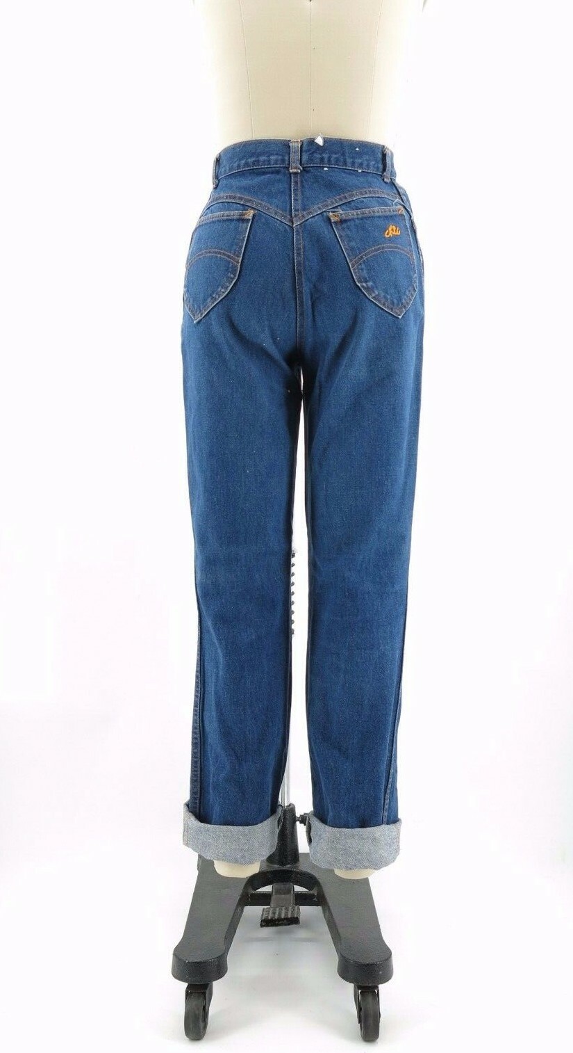 Vtg Chic Dark Wash Blue Denim High Waist 80’s Mom Jeans 27.5″ x 32.5″
