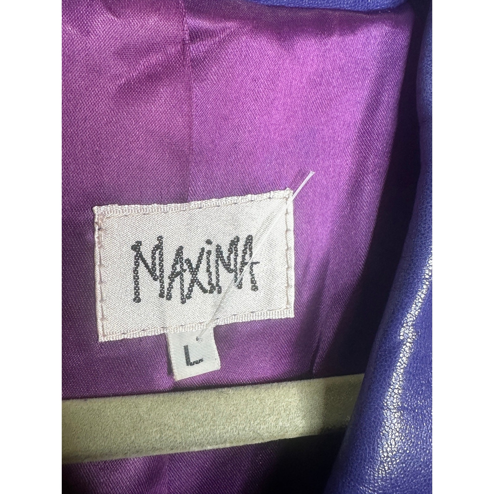 Vtg 80s Maxima Ultraviolet Purple Leather Jacket Statement Dolman Sleeve Coat L