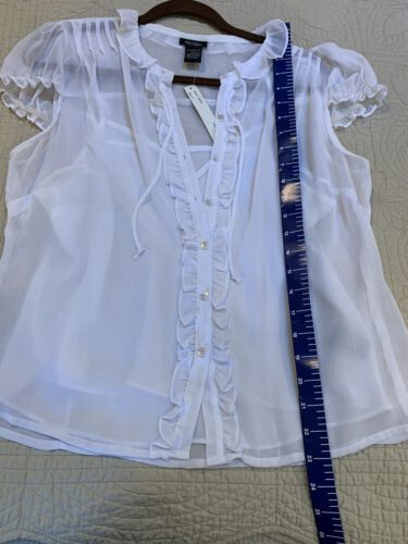 vintage new Bob Mackie Studio 2 piece White Blouse size L