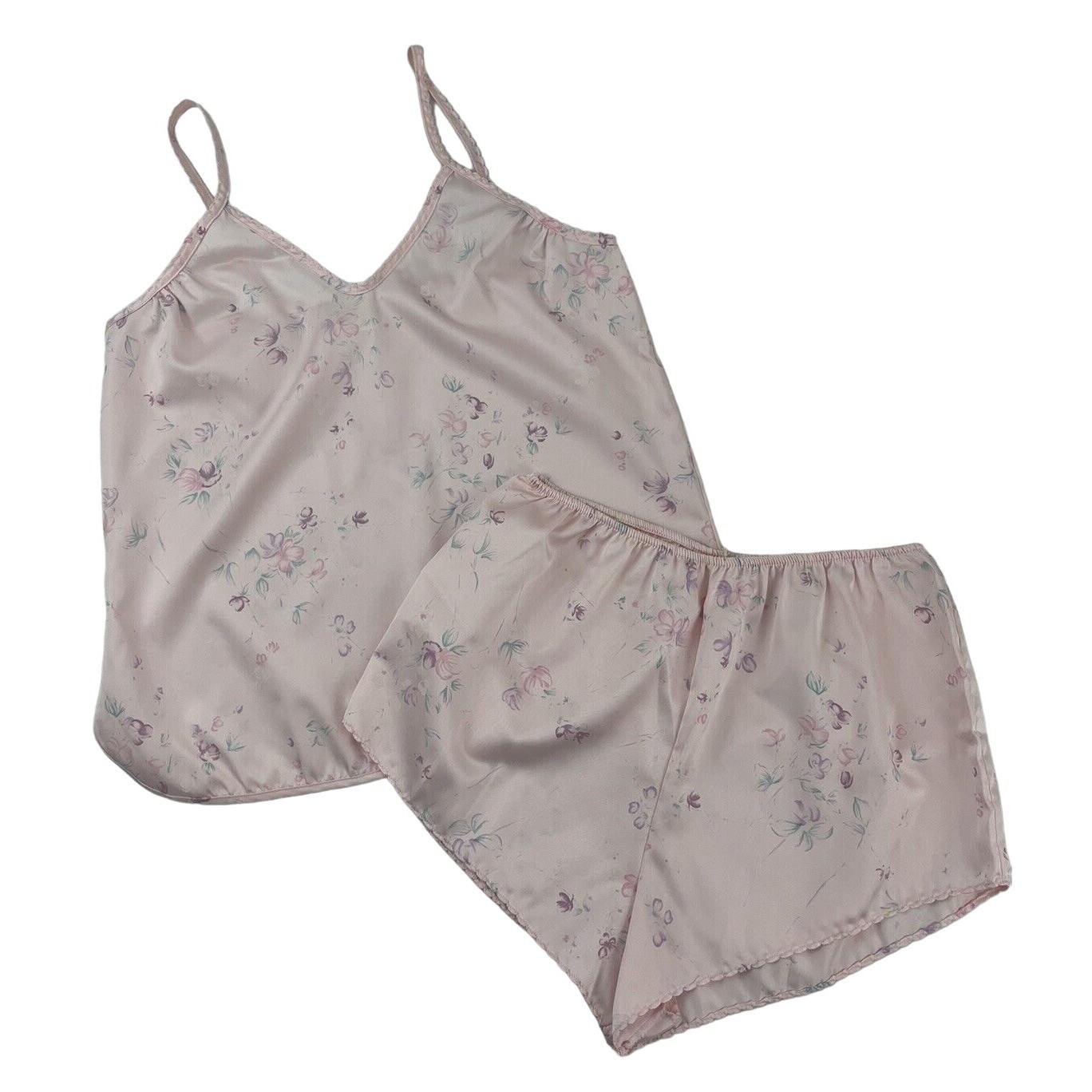 Vintage Miss Diva Women’s M Camisole Cami & Tap Panty Set Pink Floral 2pc