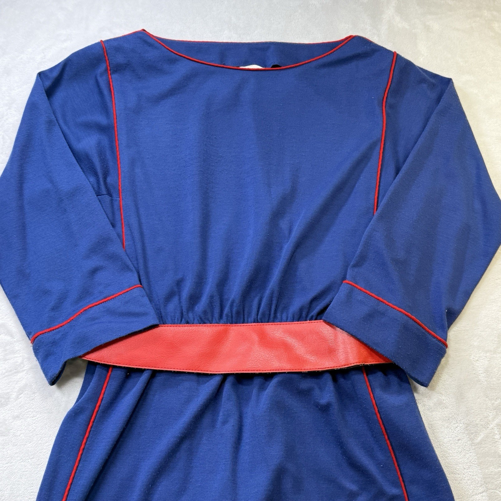 Vtg 60s 70s Act I NY Prairie Puritan Mod Midi Sleves Dress Sz 3/4 USA Belted