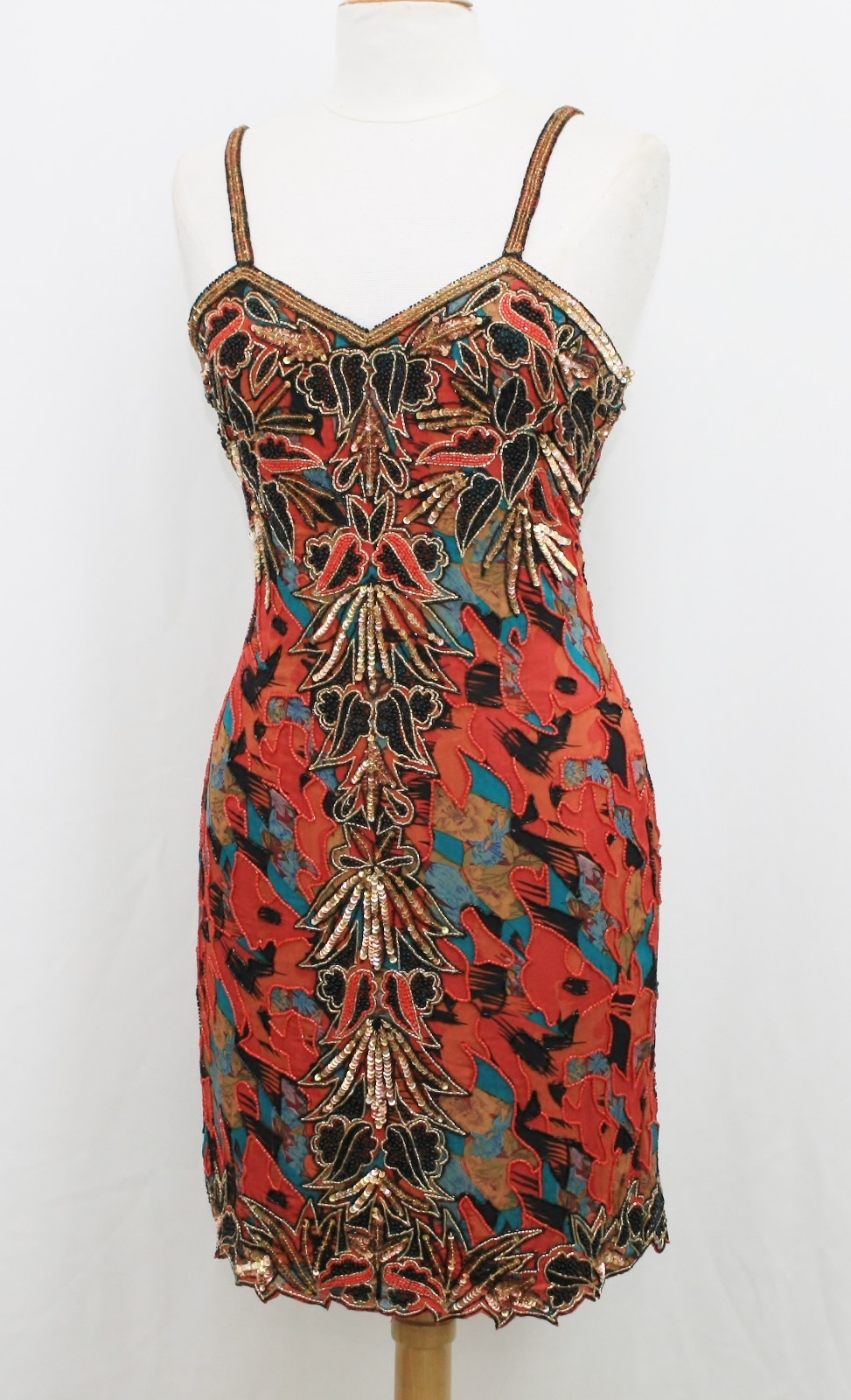 Jasdee Vintage Bead & Sequins Dress Hand Work & Hand Print On Silk Style 5007M
