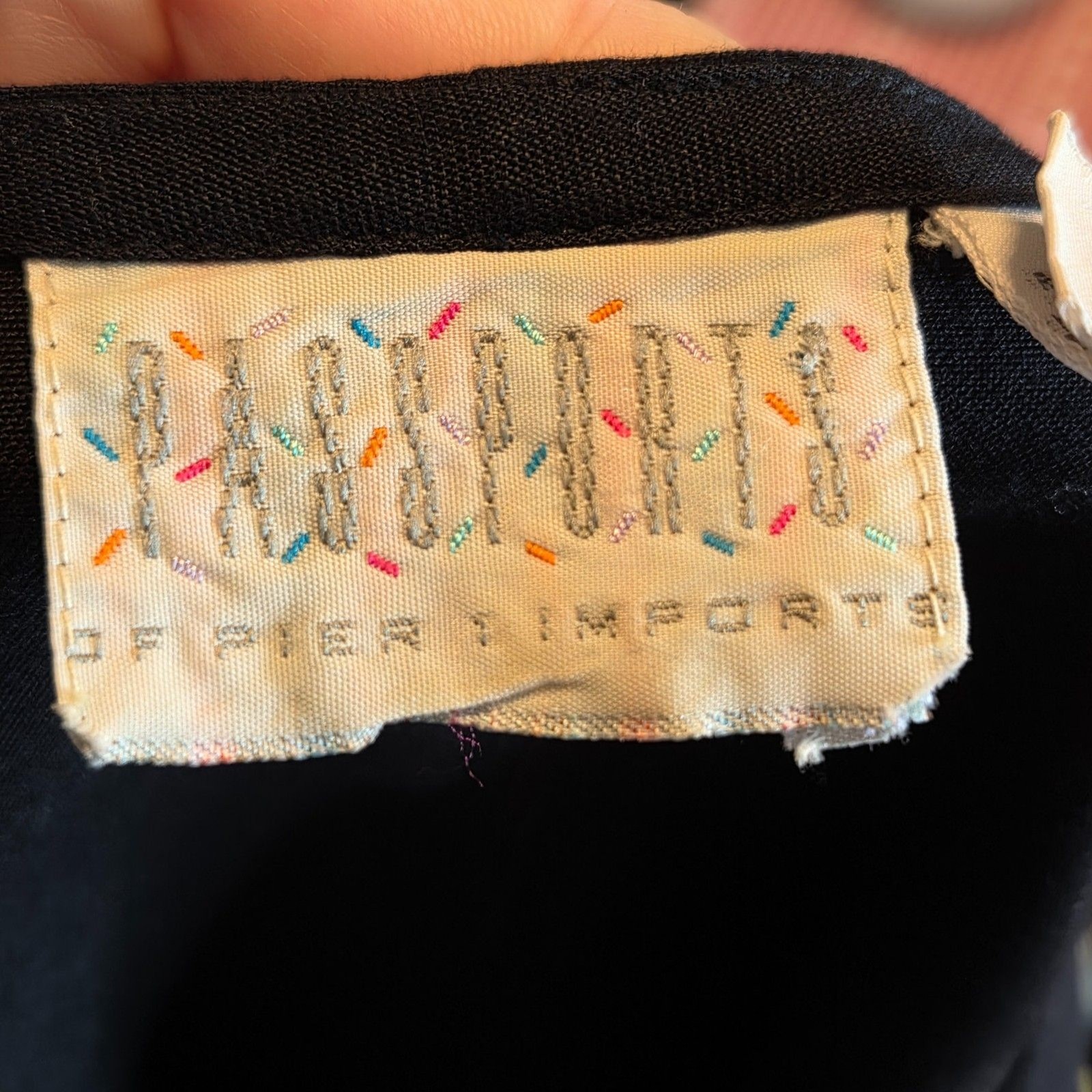 Vintage 90s Passports Pier 1 Imports Cottagecore Embroidered Dress Black Medium