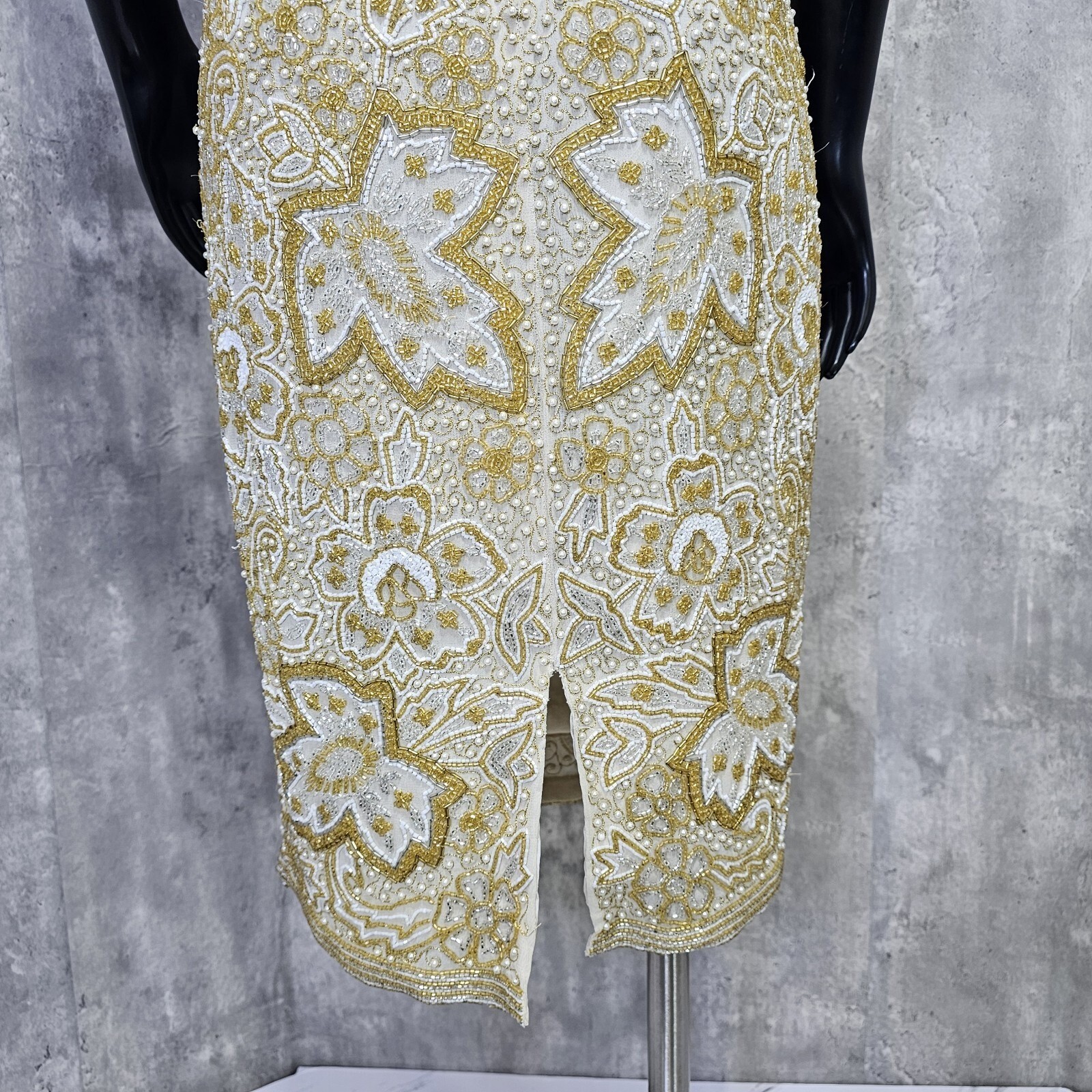 Vintage 80s Naheem Khan Riazee Nights CACHE Heavy Beaded Formal Cocktail Dress