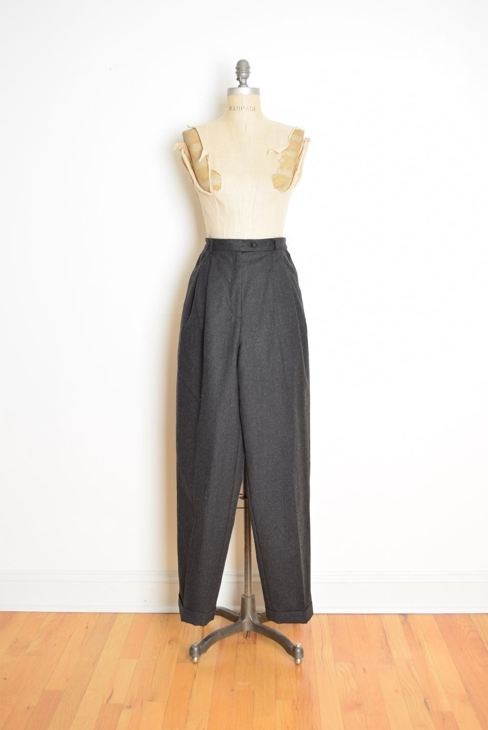 vintage 90s Talbots pants gray wool high waist rise tapered leg trousers M 8