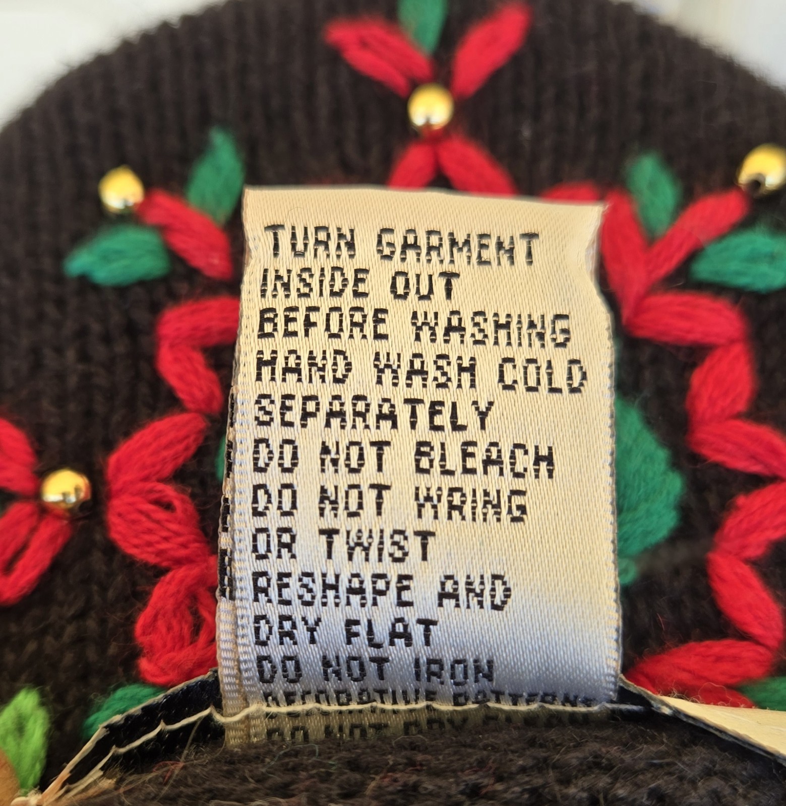 1990s HAMPSHIRE STUDIOS Black Christmas Cardigan Beaded & Knit Details Size L
