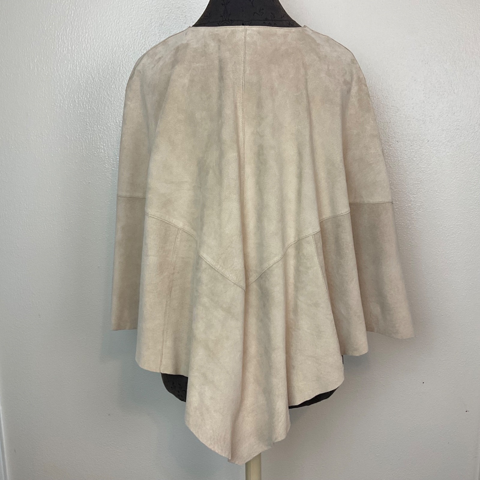 Vtg Uniform John Paul Richard Suede Leather Poncho Buckskin Tan Lined Western L