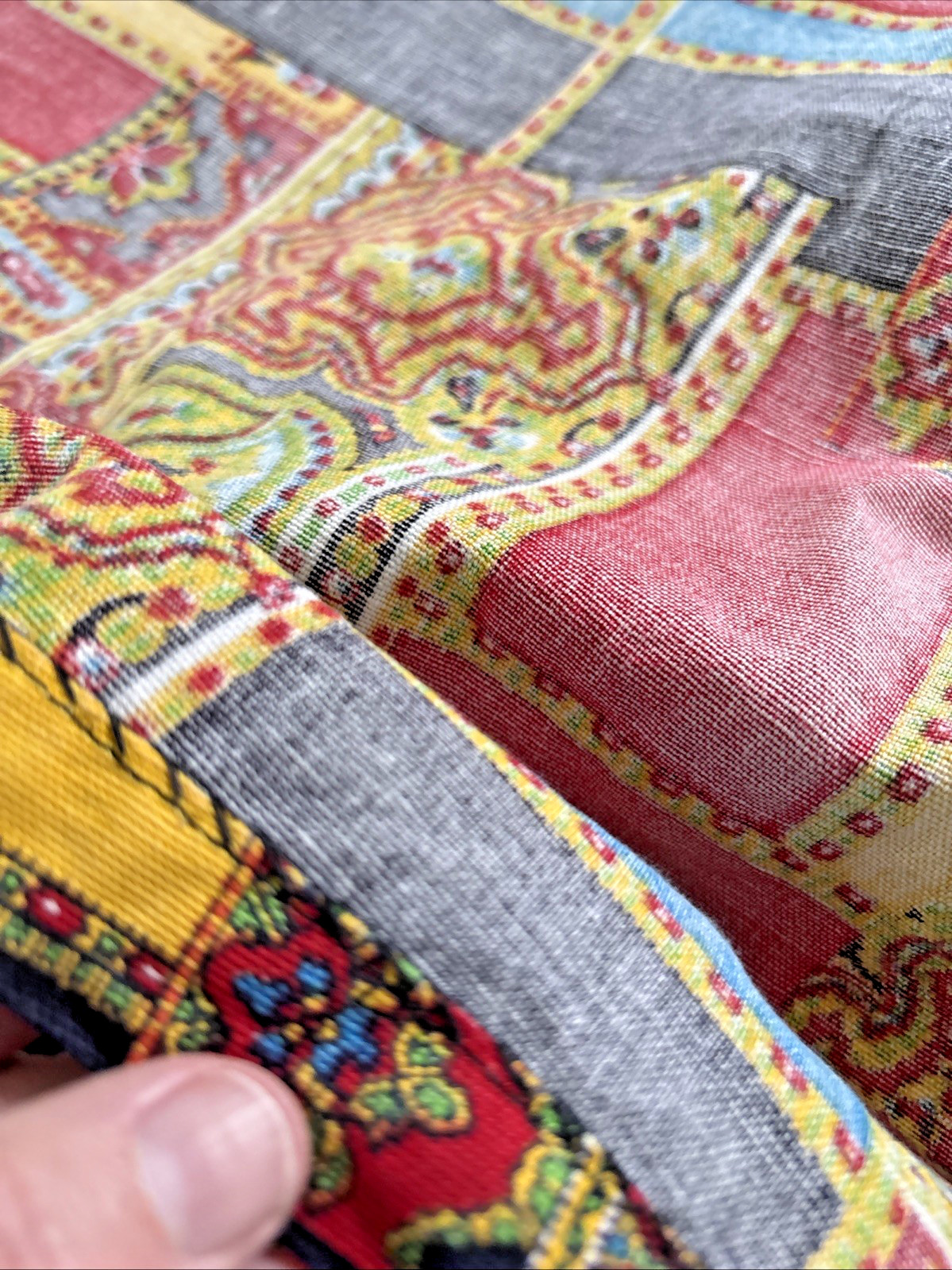 Vintage Tunic Vest Top L California 1970 Pop Color Groovy Paisley Brass Buttons