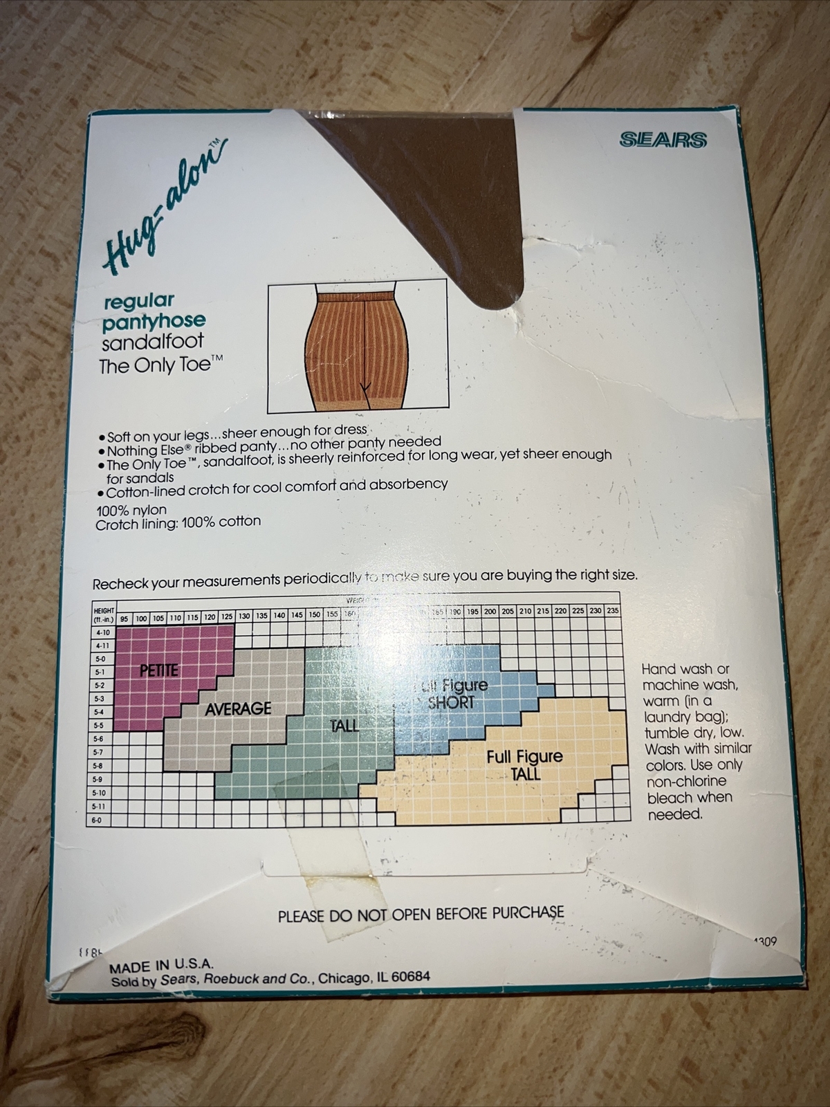 Sears Hug-alon Sandalfoot Full Figure Short Nude Regular Pantyhose Sealed NOS