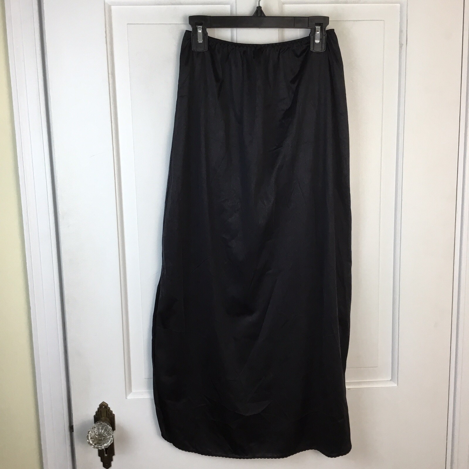 Vintage Vanity Fair Black Half Slip Side Slits 32” Long Nylon Size Small