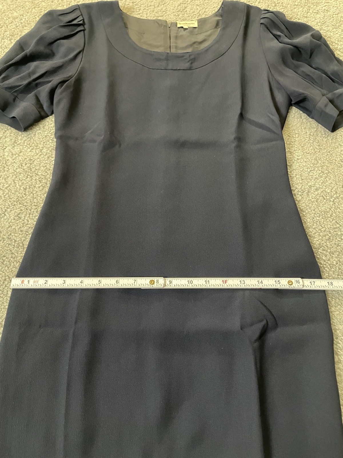 Vtg 80s Milano Navy Sheath Dress S/M Balloon Sleeve Classic Career Made In Italy