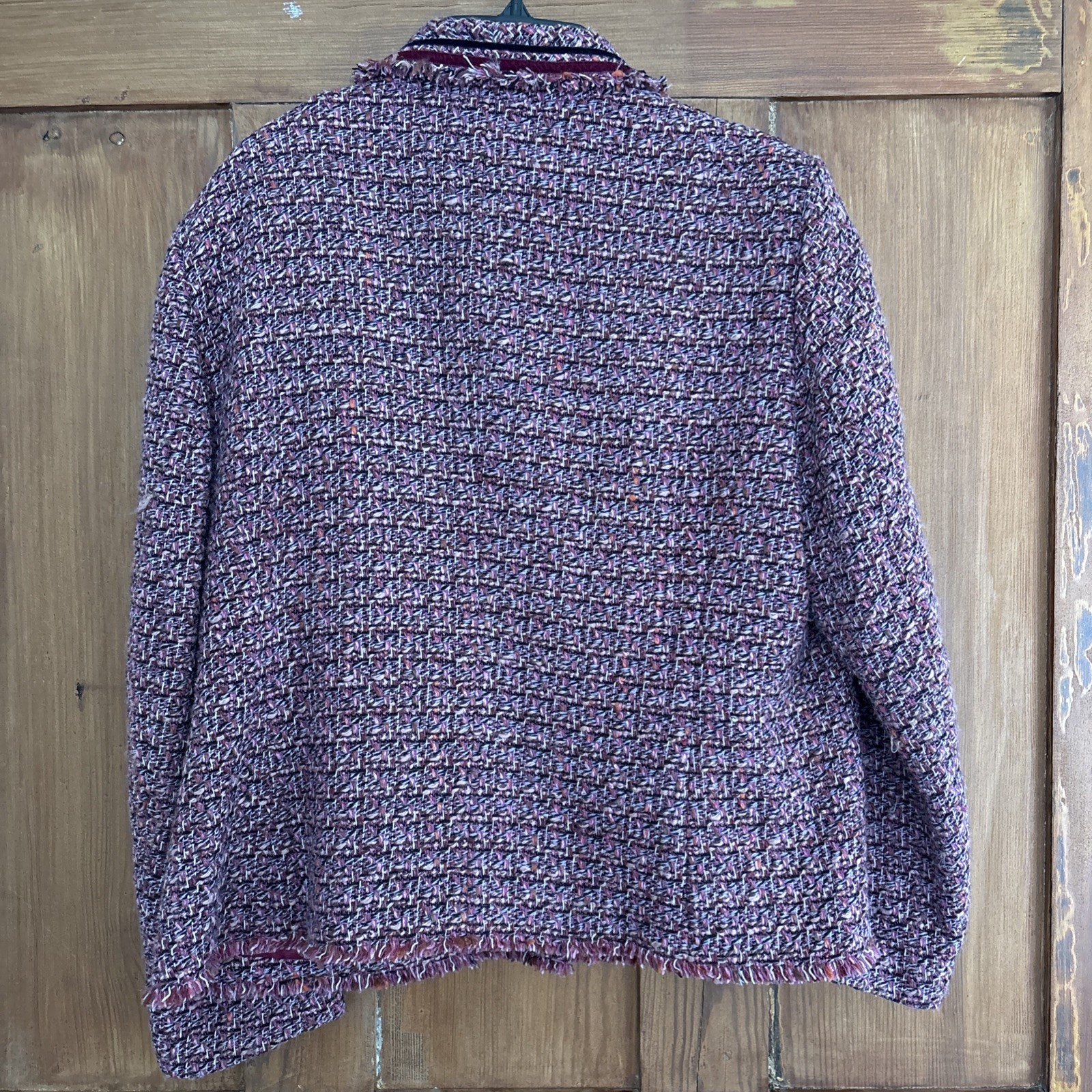 Vintage Apriori Pink Purple Black Wool Tweed Lined Blazer Jacket Size 16