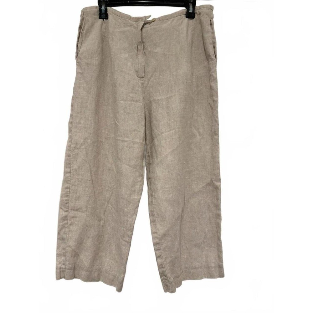 Vintage Harve Bernard sz 12 cream linen carpri pants MISSING SZ TAG #1708