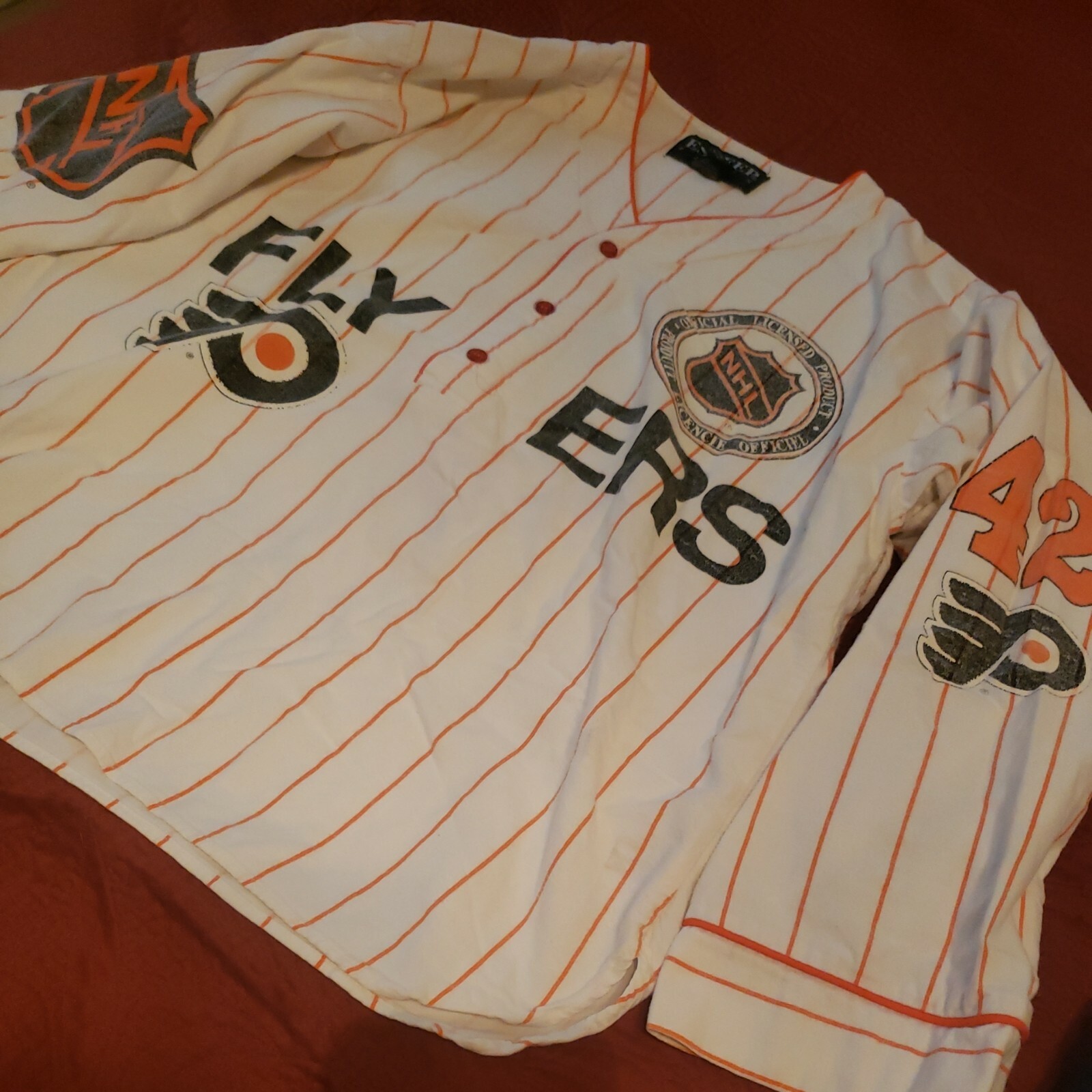 Vintage PHILADELPHIA FLYERS Esleep Co Ed Pajamas Size Lrg Very cool Retro set!