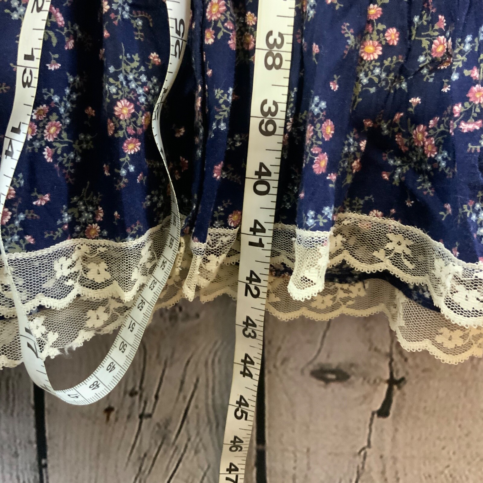 Gunne Sax Dress Vtg 70’s Prairie Cottagecore Blue Floral Romantic Lace XS Jr 5