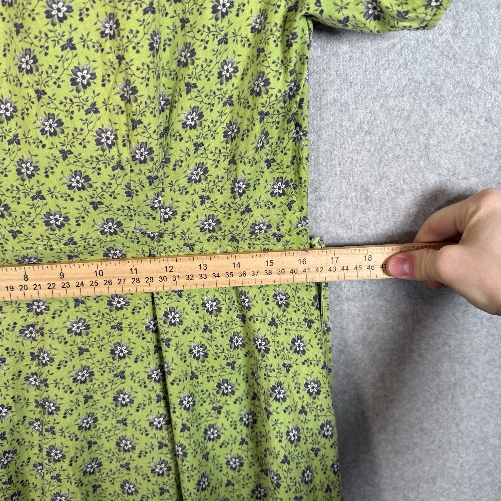 Vintage 70s Handmade Maxi Dress Womens Small Green Yellow Floral