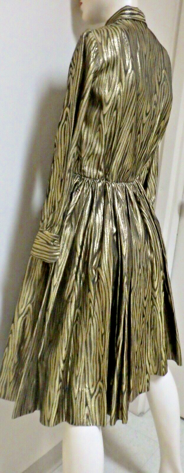 Vintage 1950s Charles Cooper Gold Lame Cocktail Dress Size 6 Metallic Party 50s