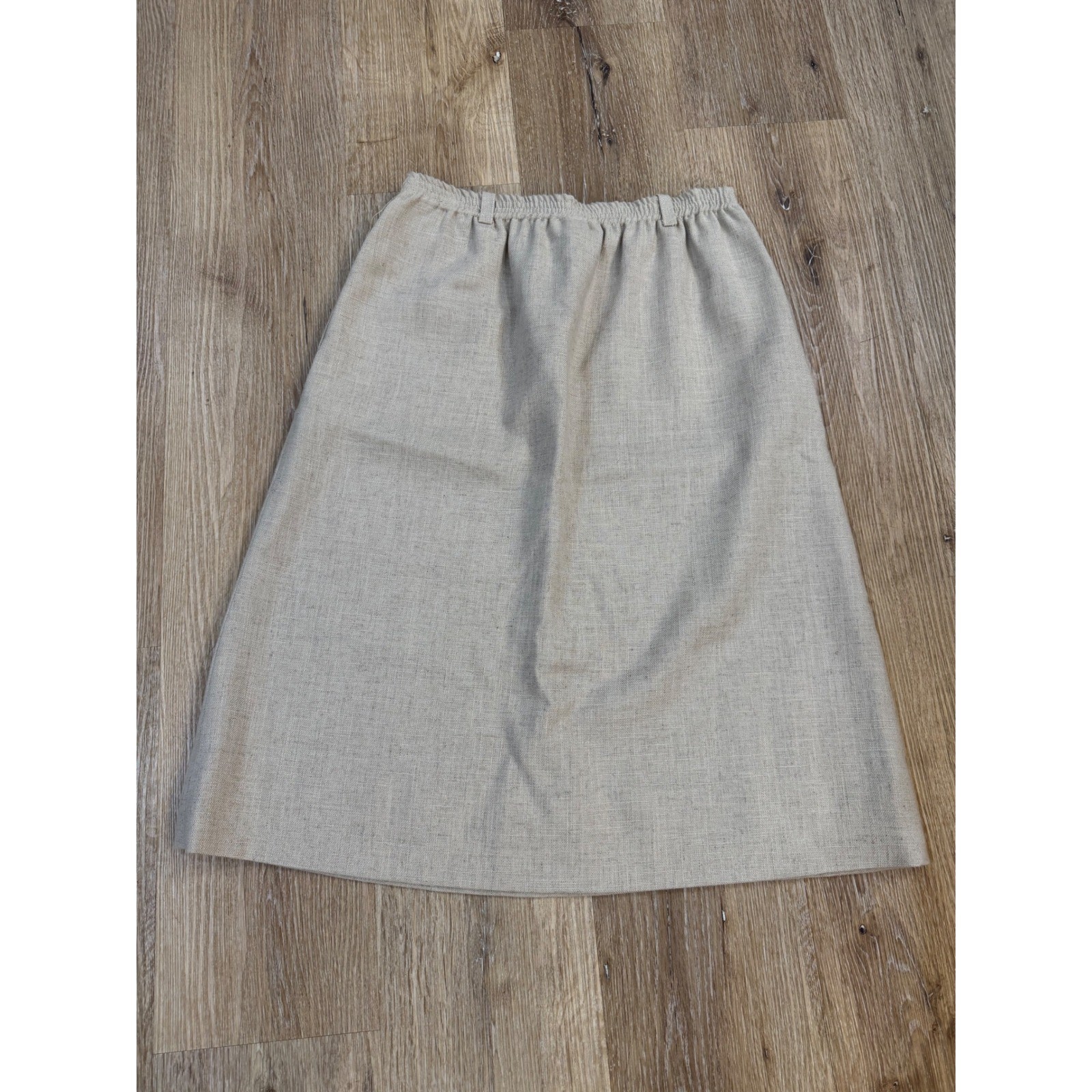 VTG Prestige of Boston Vintage A-Line Midi Skirt Womens 12 Oatmeal Beige Earthy