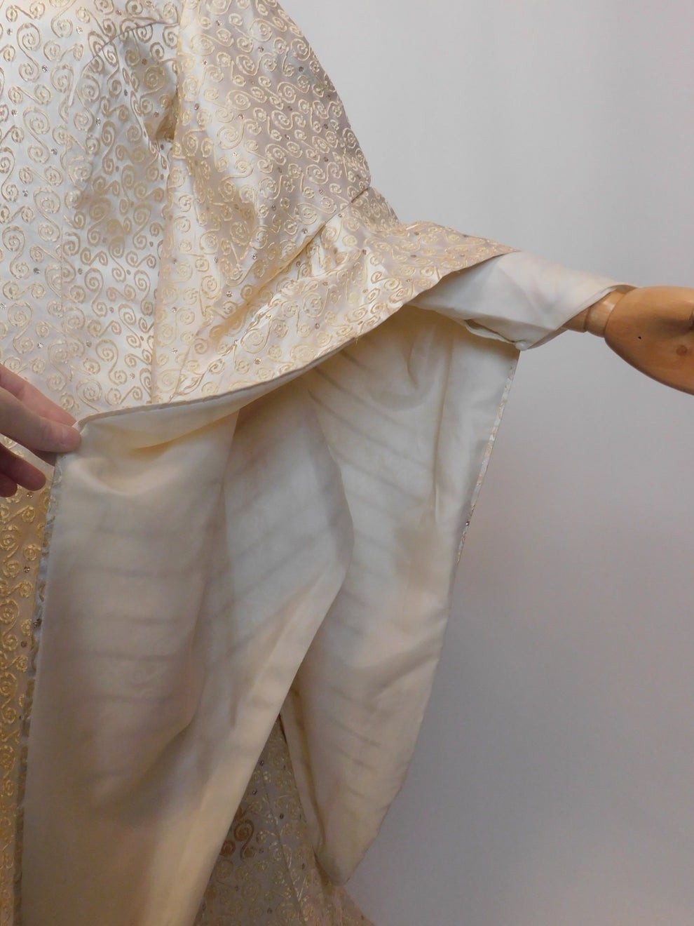 1930s Vintage Spanish Silk Gold Embroidered Medieval Brocade Gown