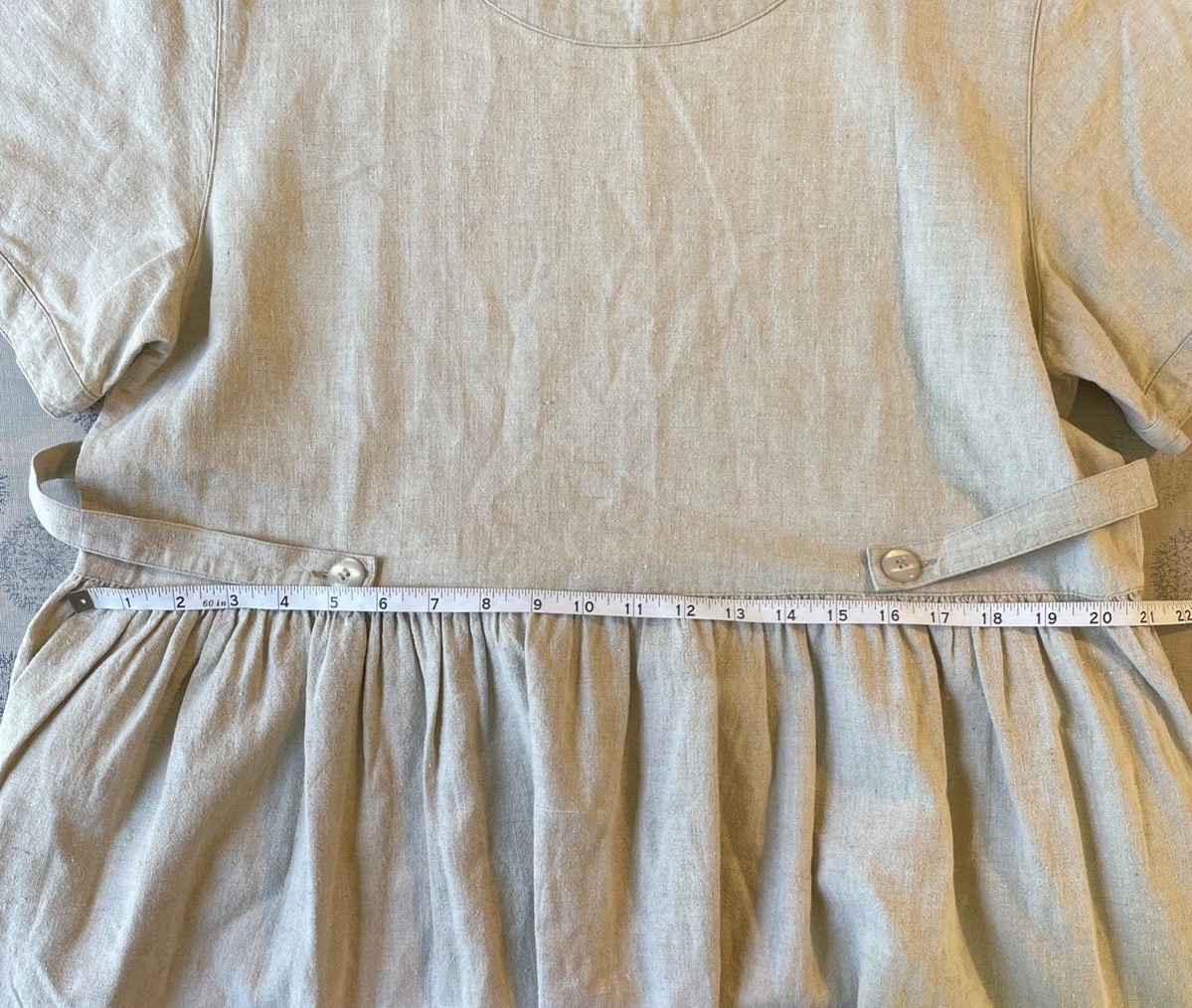 Vintage Bryn Connelly Prairie Dress Cottagecore Linen Blend Modest Pockets 14