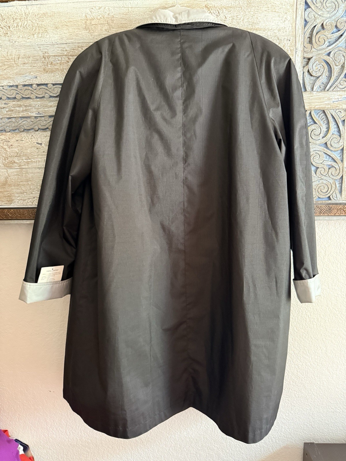 Vintage Rainshedder Coat Wool Lined Jacket Size Medium Black And Gray
