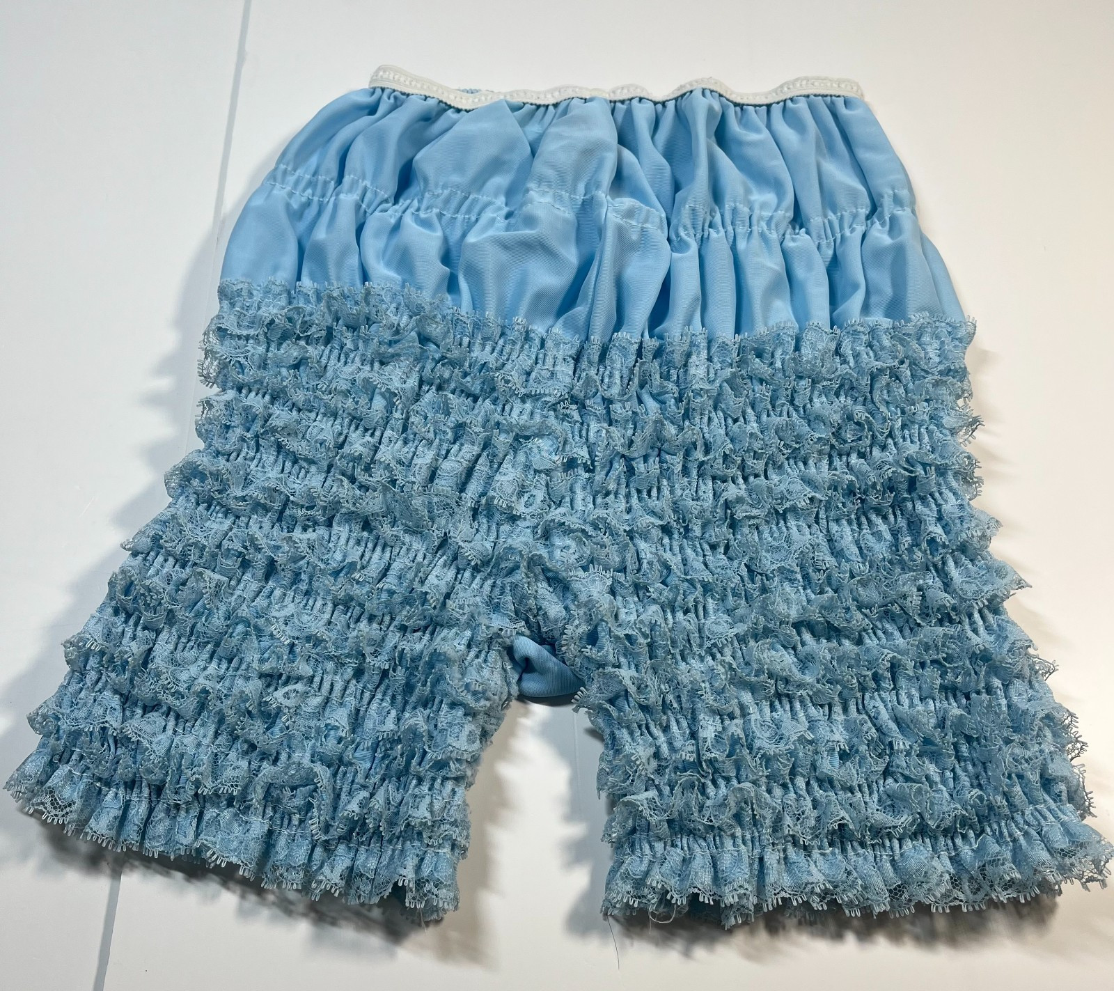 Vintage Sam’s Blue Bloomers Medium Ruffle Rhumba Pettipants Square Dance Shorts