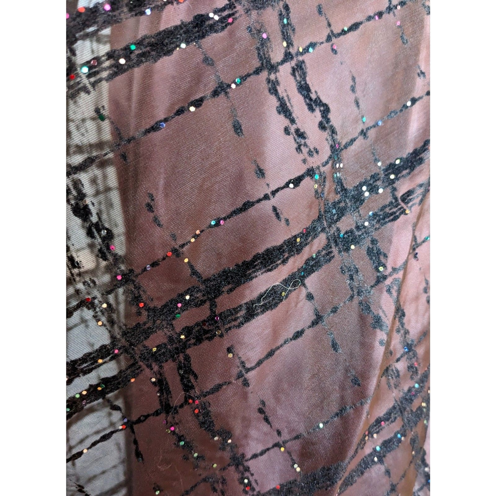 VTG Velvet Flocked Organza & Satin Glitter Embellished Evening Circle Skirt, 2/4