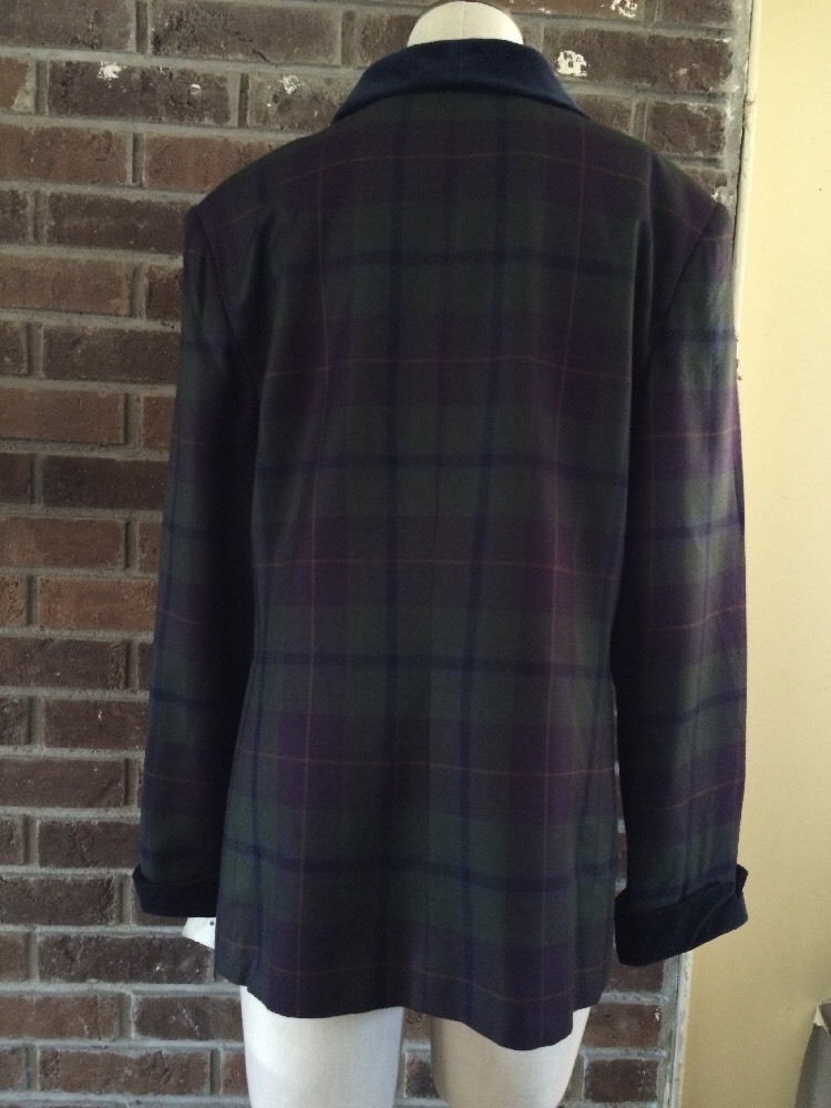 Stylin’ VTG Kasper by ASL Lined Blazer Green Tartan Plaid Ladies’ Size 14 – NOS
