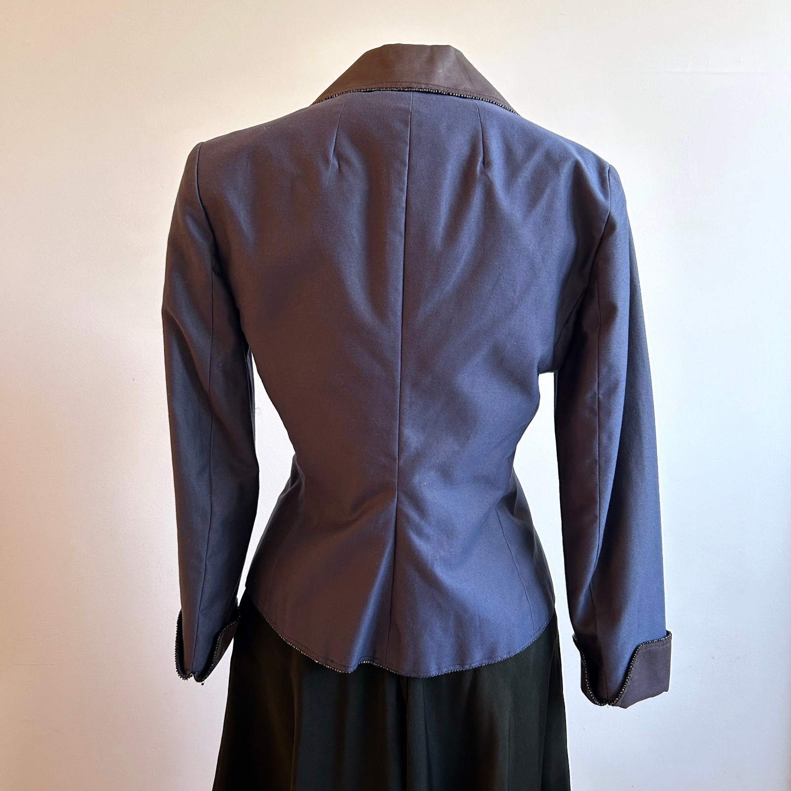 1950s Vintage Purple Twill Studded Trim Tailored Jacket Maisel Era sz S 6 8 50s