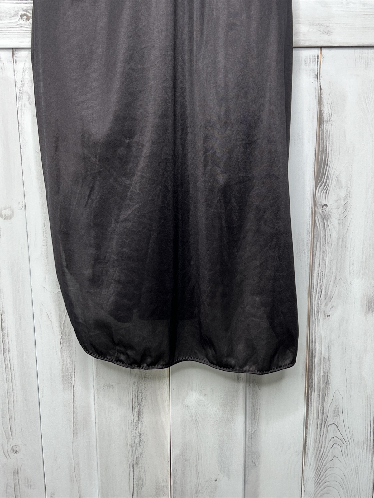 VINTAGE SEARS BLACK STRETCH LACE TRIM NIGHTGOWN NIGHTIE LINGERIE FULL SLIP 34