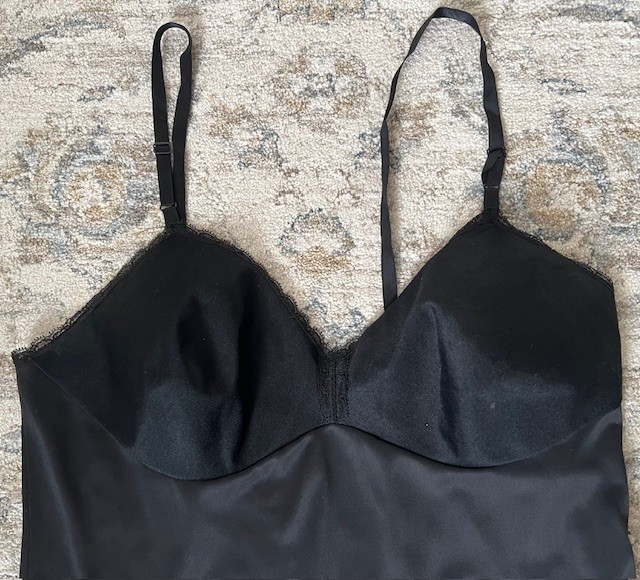 Vintage Vanity Fair Nightgown Lace & Sheer Spaghetti Straps Black Size 36 M New