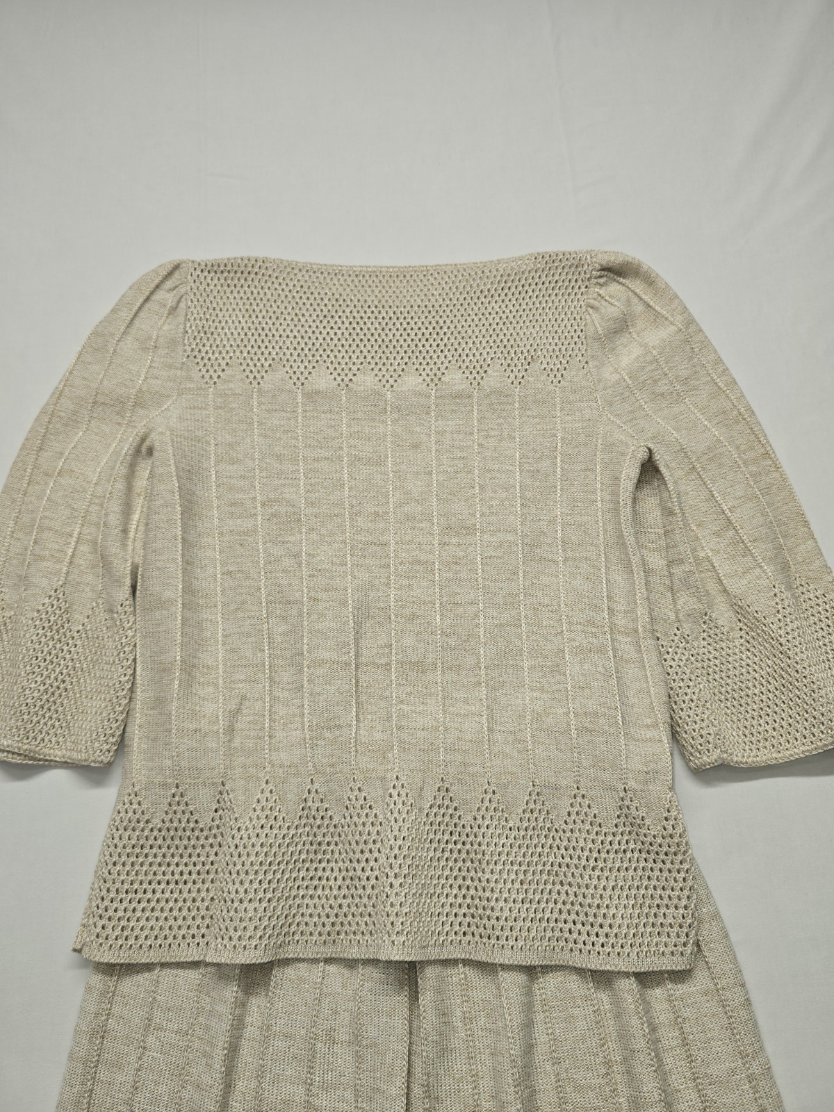 Vintage Vivanti 70s 80s Size 12 Knit Sweater & Skirt Crochet Cottagecore 2pc Set