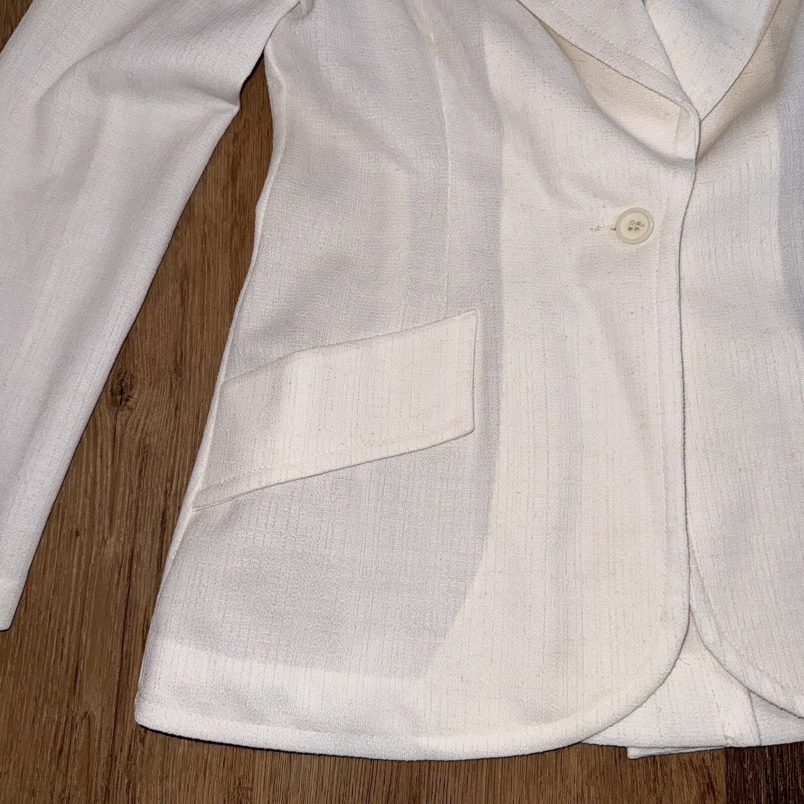 Vintage Jantzen Leisure Jacket Blazer Womens 10 Hippie Disco 60s 70s White MCM
