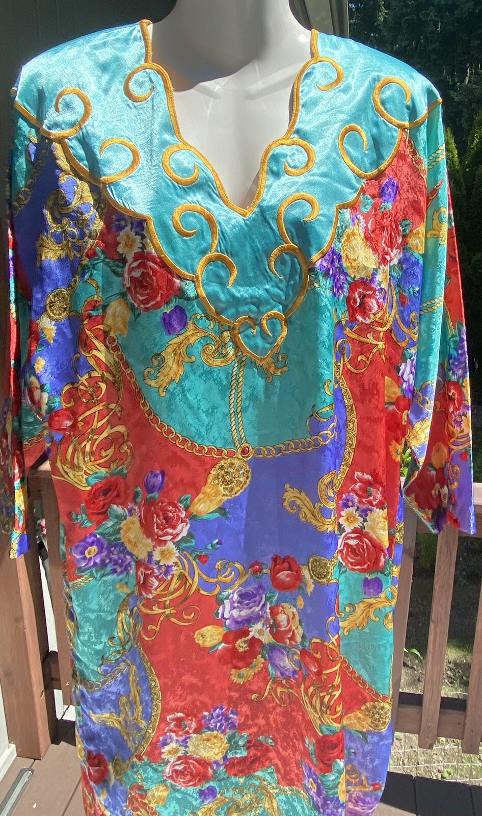 Georgette Trabolsi House Lounge Dress Gown Vtg 80s 90s Womens Small
