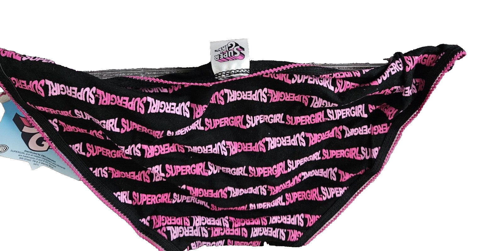 SuperGirl Intimates Women’s Bikini Panties Size: MEDIUM Color: BLACK/PINK