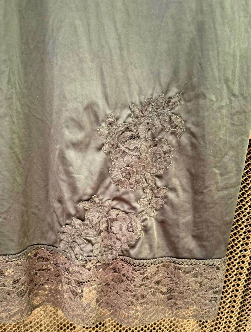 Luxurious Vintage 1960s Rogers Black Full Slip, Size 38, All-Lace Bust and Back!