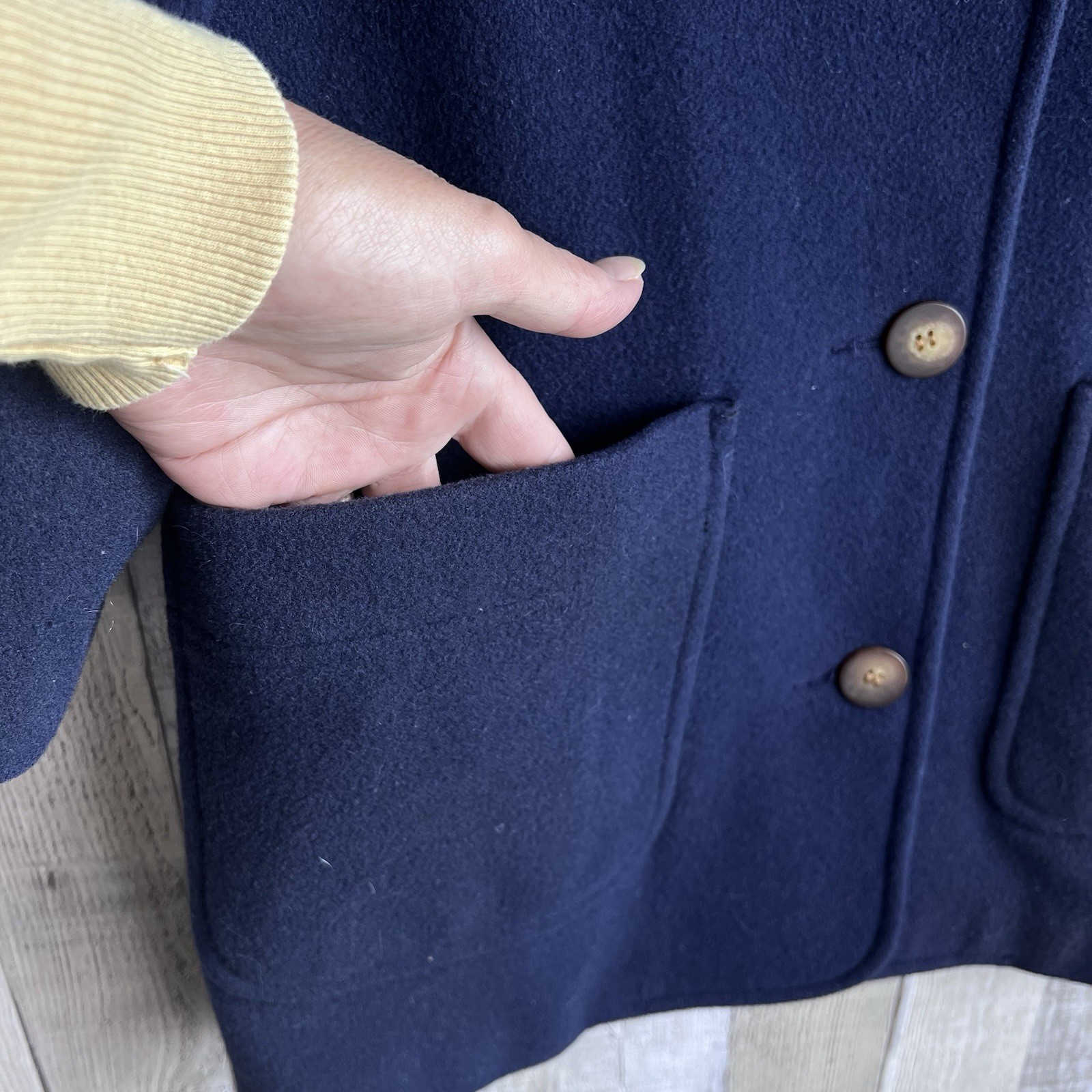 Vintage 80s Lands End Direct Merchant Wool Blazer Women Size 6 Navy Jacket USA