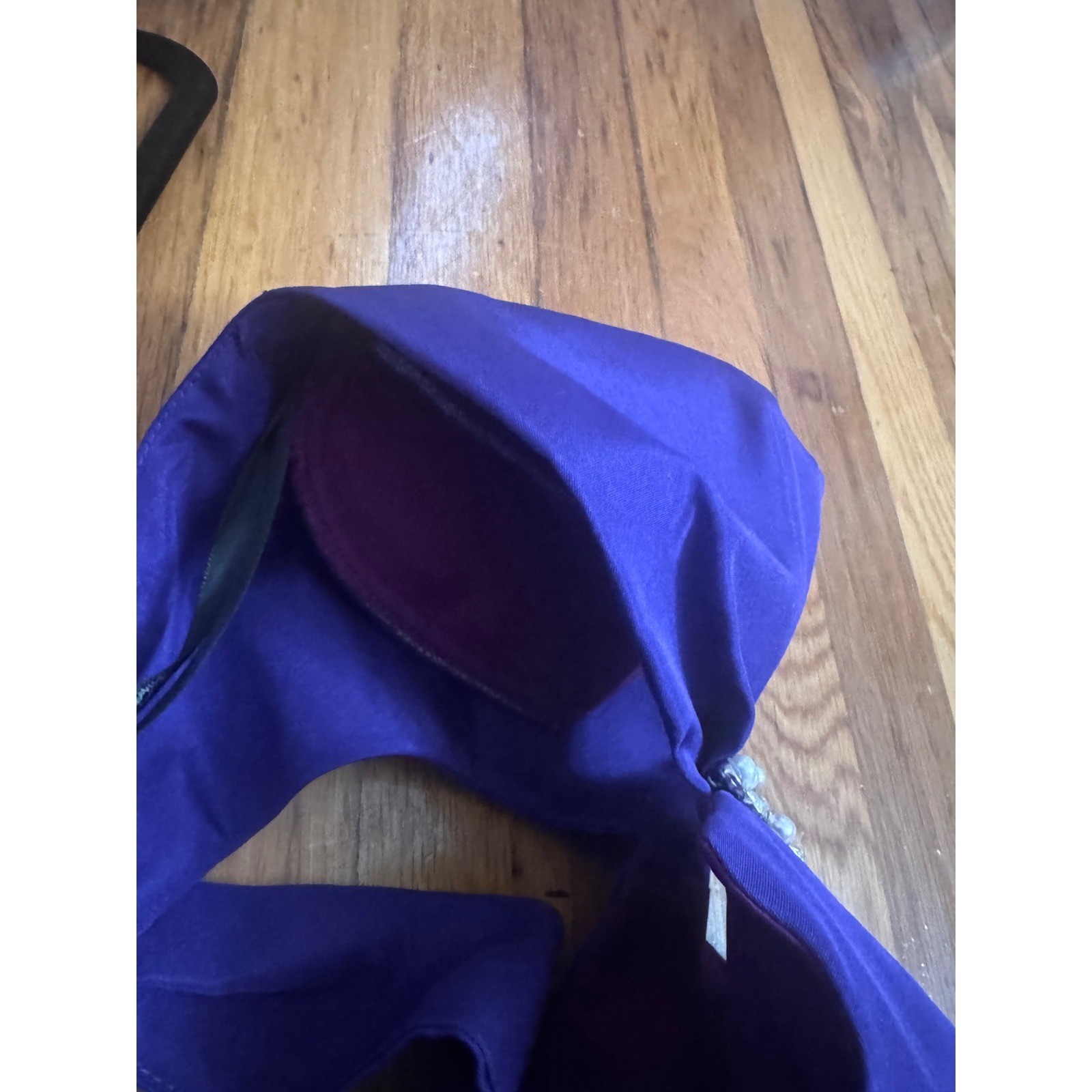 Vintage En Francais Huey Waltzer Purple Satin Cocktail Dress Pearl Detail Sz 8