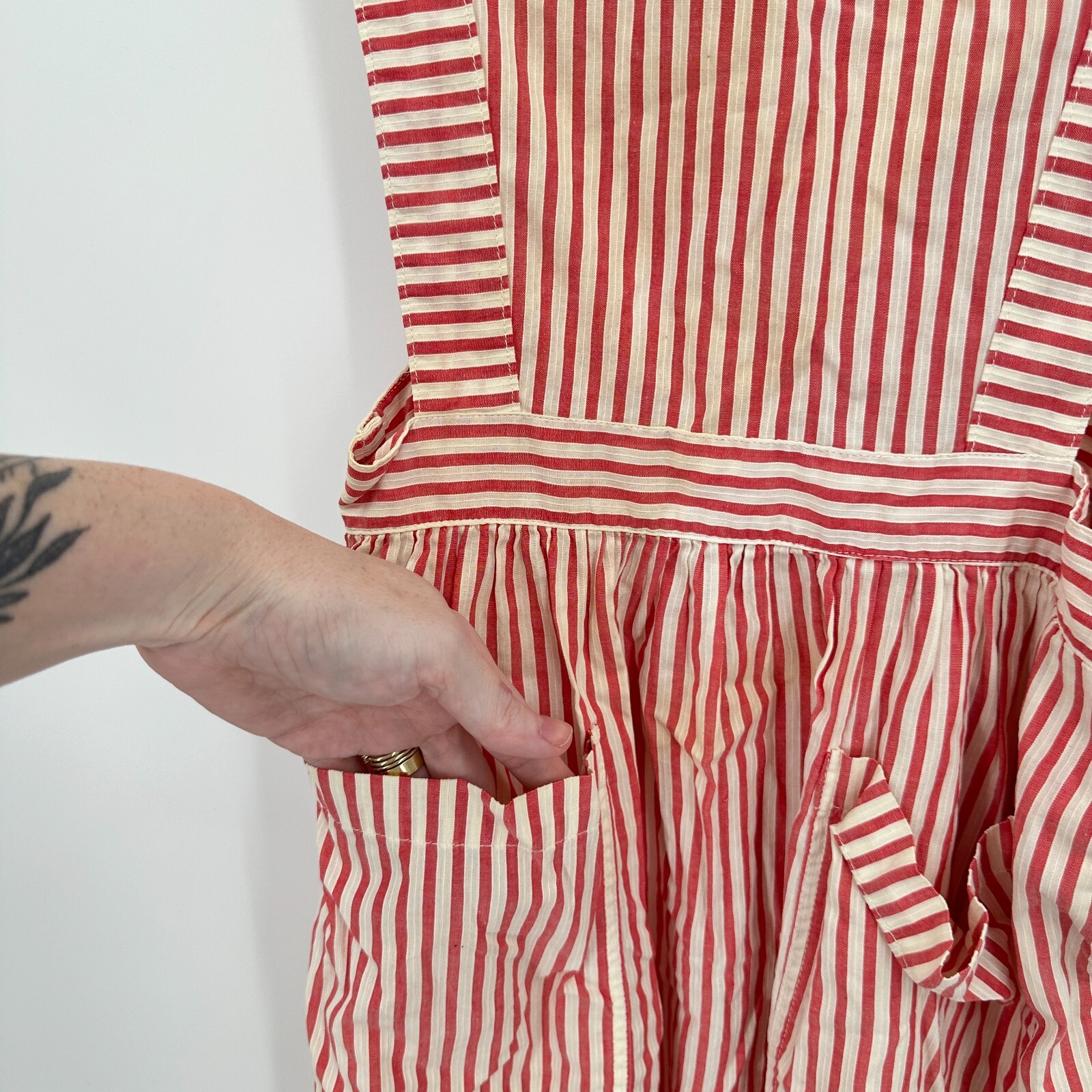 Vtg Shane Uniform Co Candy Striper Dress 12 Red Tucson Medical Center Sanforized